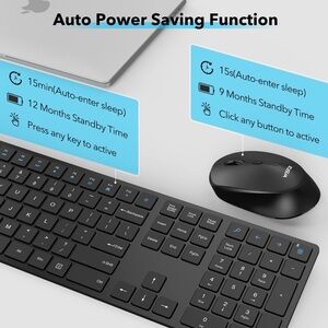 Wireless Keyboard and Mouse Combo, WisFox 2.4G Full-Size Slim Wireless Keyboard